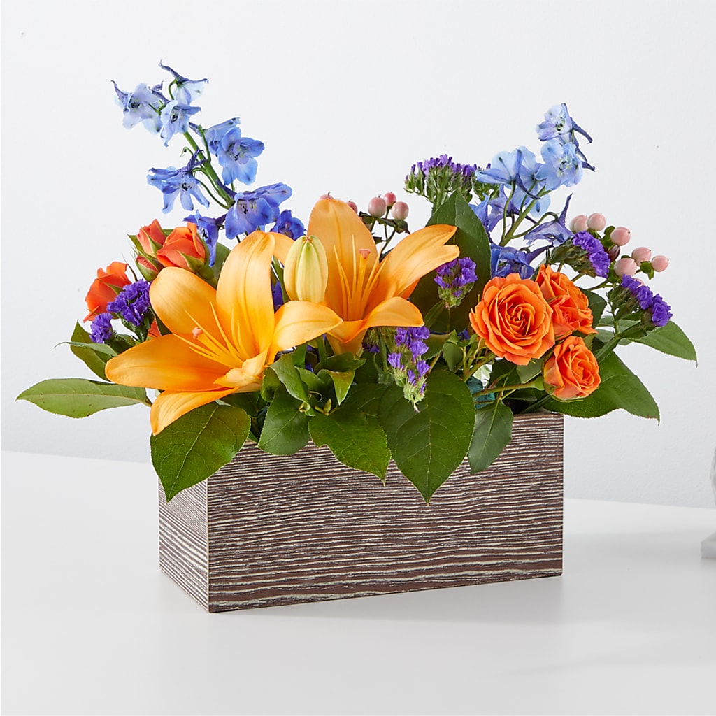 Radiant Citrus Box Bouquet – Parkside Flowers, Rockwell City IA