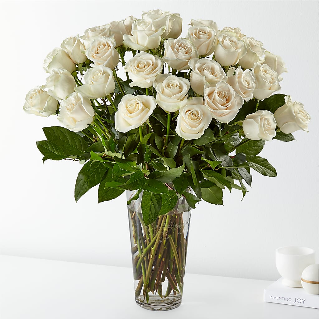 Long Stem White Rose Bouquet – Parkside Flowers, Rockwell City IA