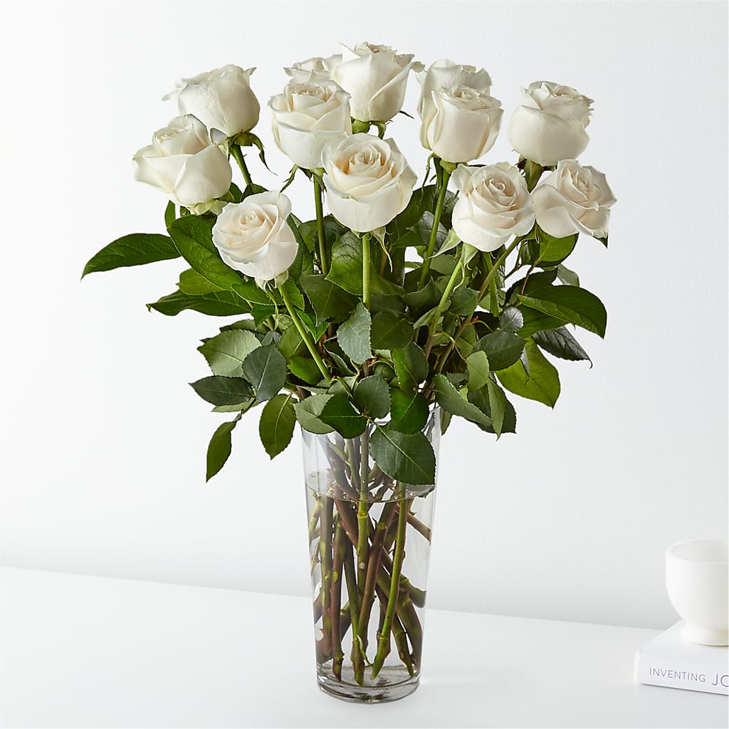 Long Stem White Rose Bouquet – Parkside Flowers, Rockwell City IA