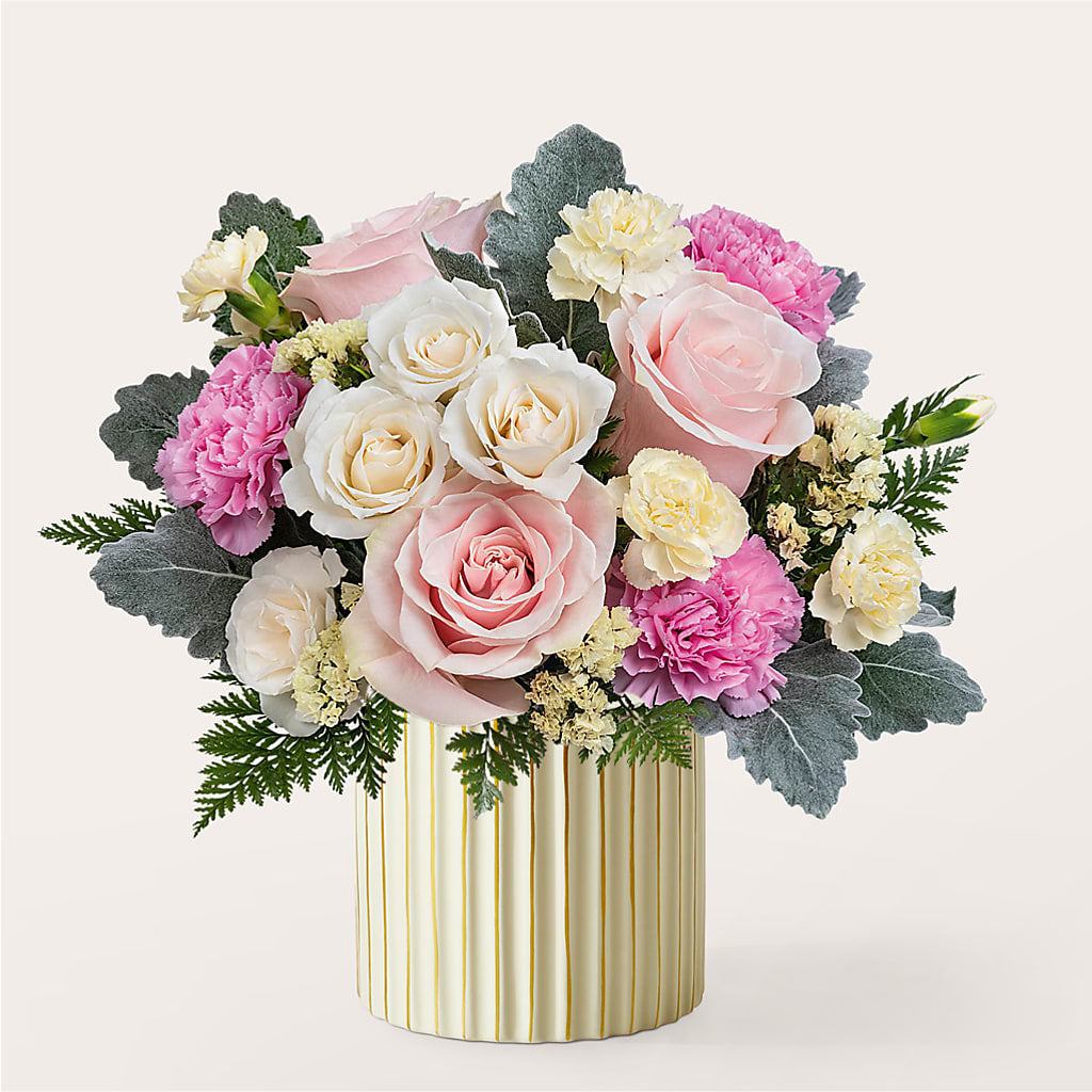 Blissful Moments Bouquet with Ivory Vase – Parkside Flowers, Rockwell City IA
