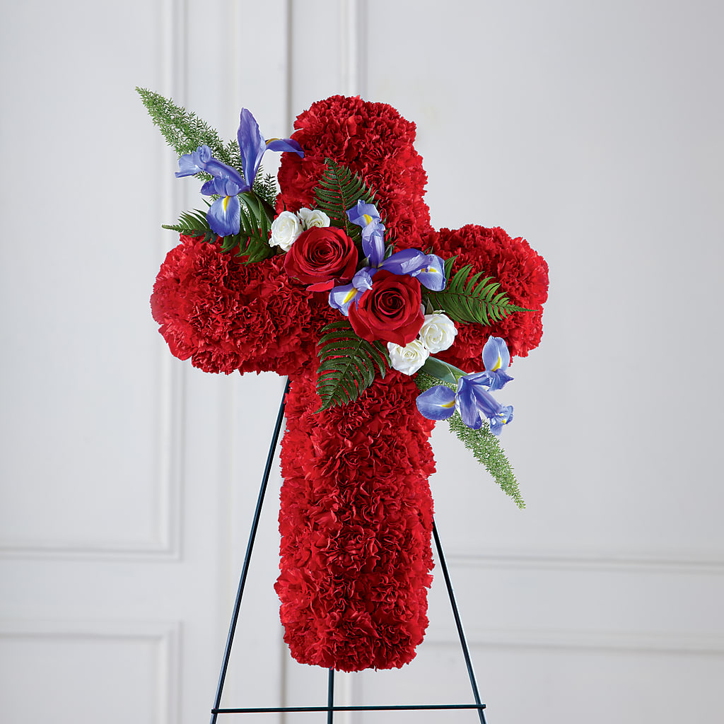 Faithful Hero Floral Cross – Parkside Flowers, Rockwell City IA