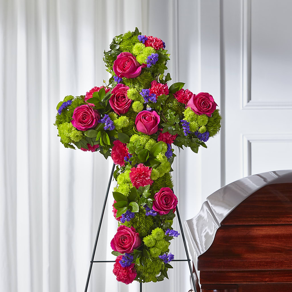 Tribute Rose Floral Cross – Parkside Flowers, Rockwell City IA