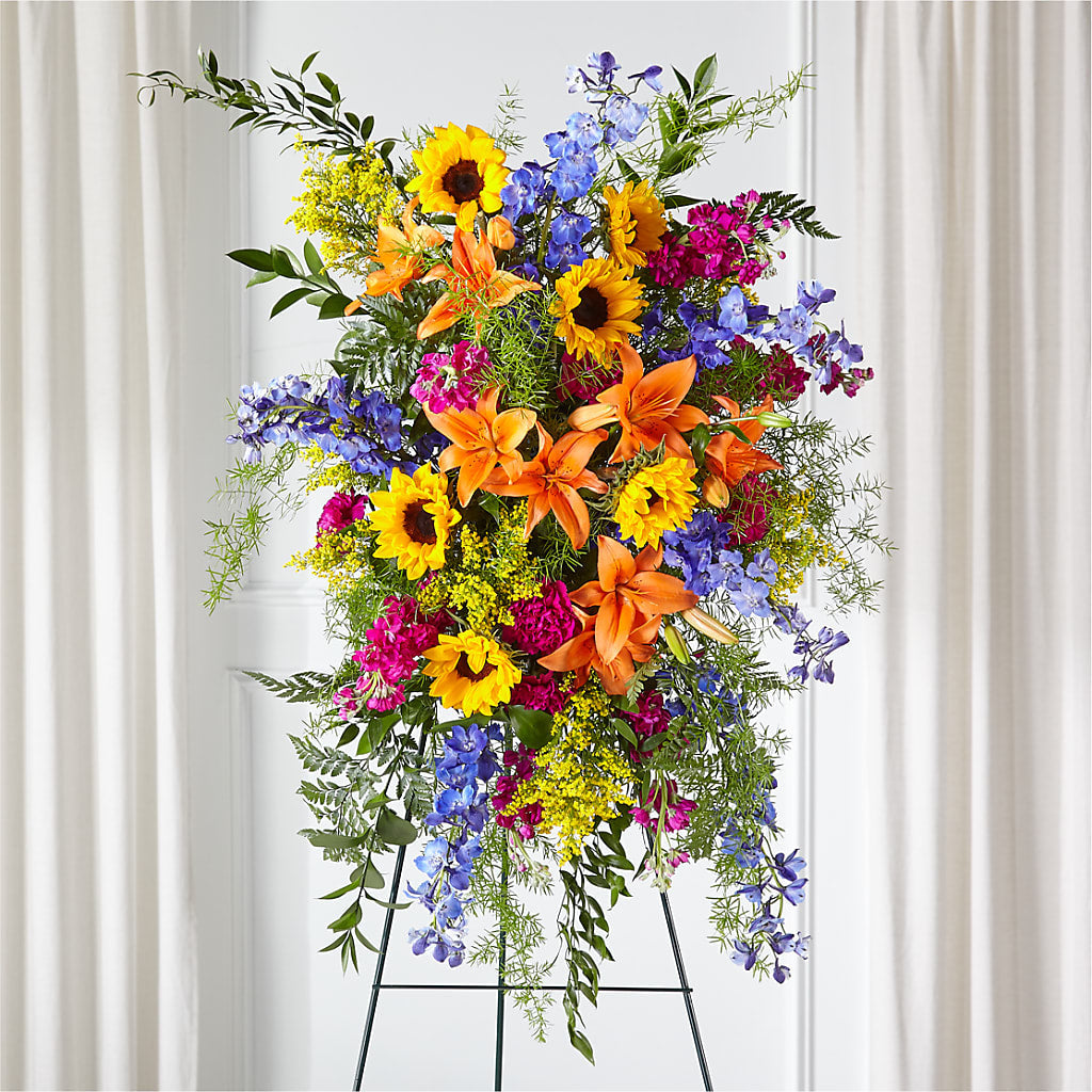 Sunlit Memories Standing Spray (Standard) – Parkside Flowers, Rockwell City IA