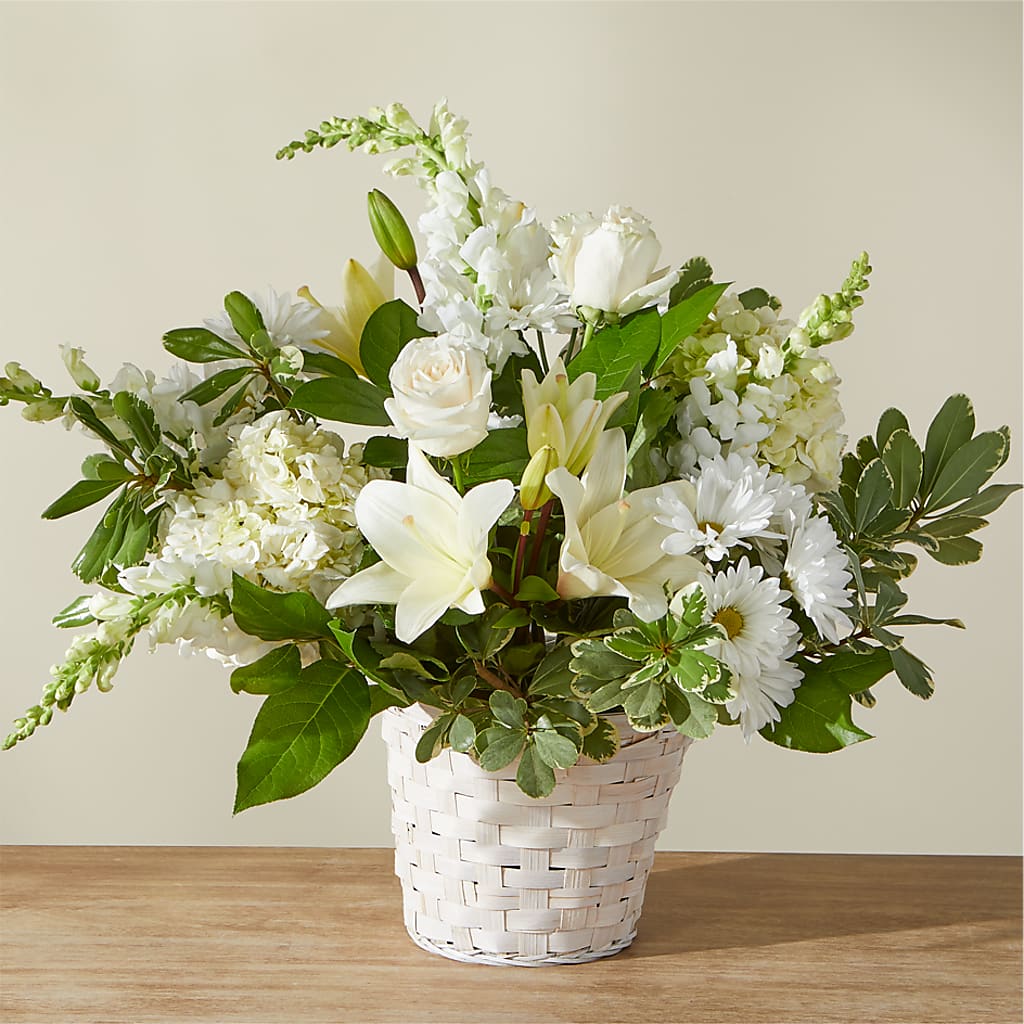 Ivory Elegance Floral Basket – Parkside Flowers, Rockwell City IA