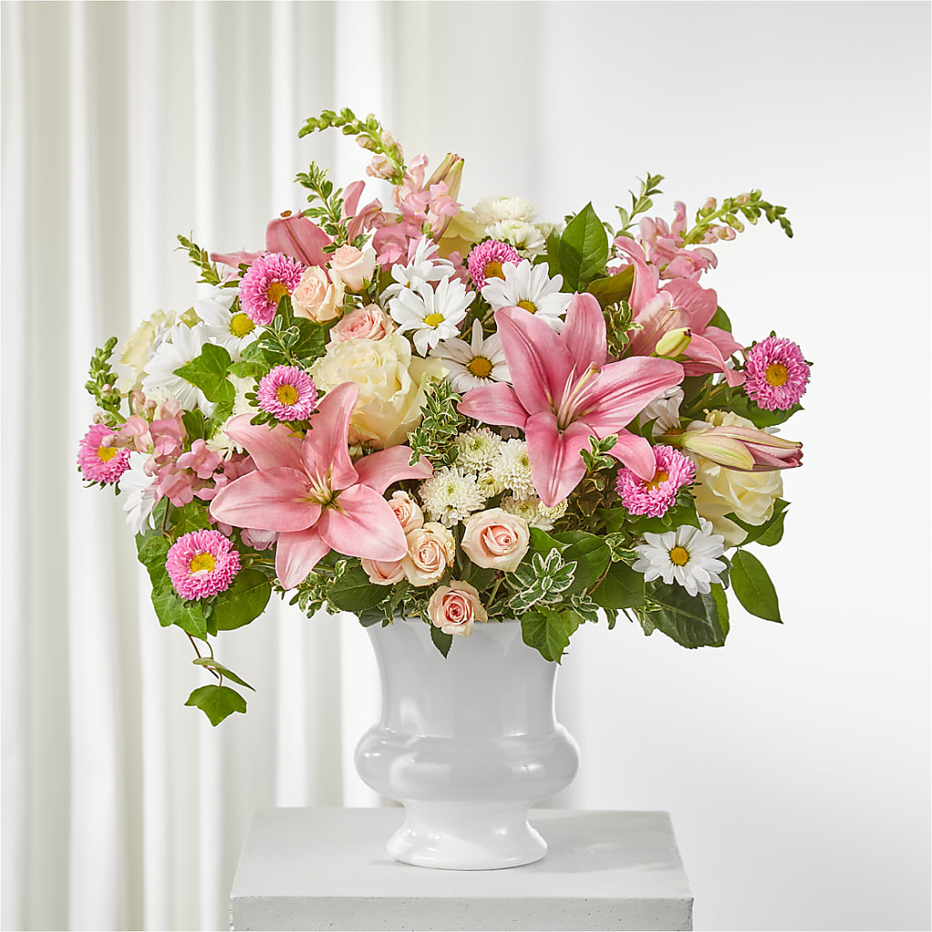 Empathetic Blooms Urn Arrangement – Parkside Flowers, Rockwell City IA
