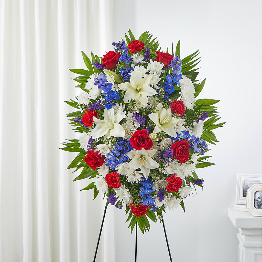 Cherished Service Standing Spray – Parkside Flowers, Rockwell City IA