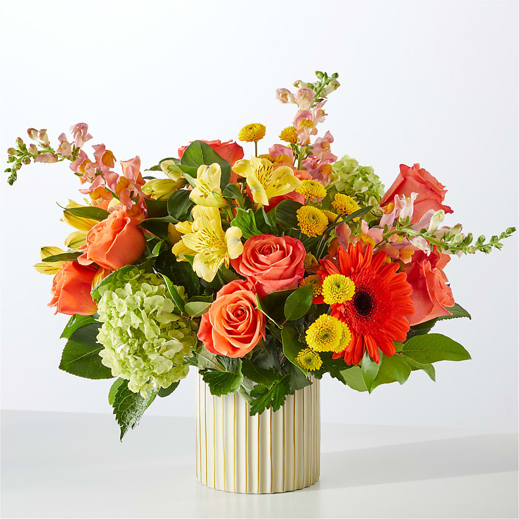 Autumn Sunshine Bouquet with Ivory Vase – Parkside Flowers, Rockwell City IA