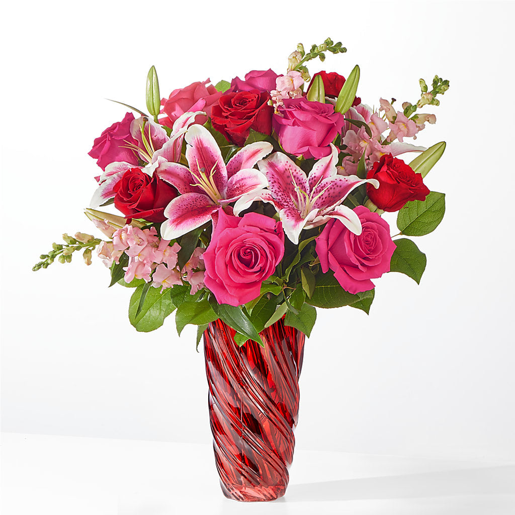 Always You Bouquet with Luxe Swirl Vase – Parkside Flowers, Rockwell City IA