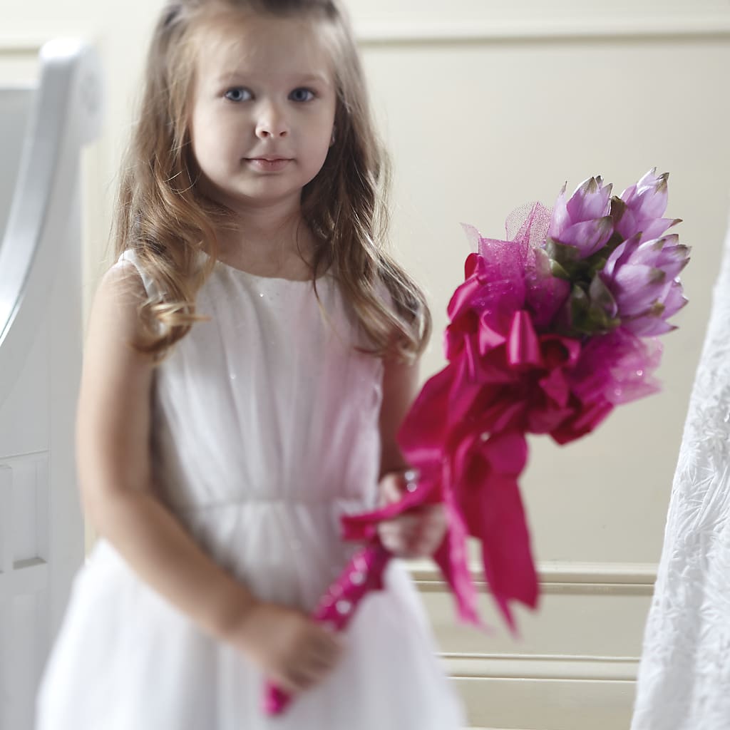 Sparkle Pink Flower Girl Bouquet – Parkside Flowers, Rockwell City IA