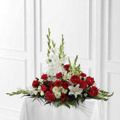 Crimson & White Arrangement –  Parkside Flowers, Rockwell City IA