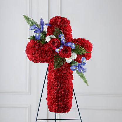 Faithful Hero Floral Cross –  Parkside Flowers, Rockwell City IA