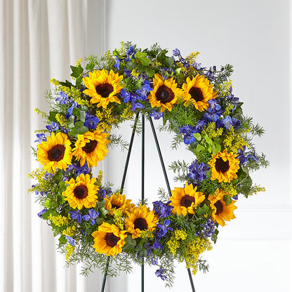 Bright Rays Wreath –  Parkside Flowers, Rockwell City IA