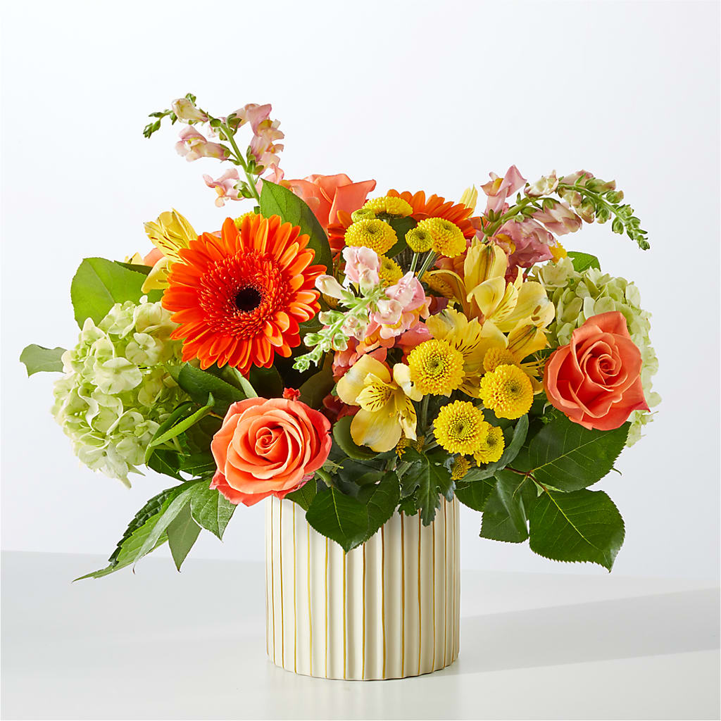 Autumn Sunshine Bouquet with Ivory Vase –  Parkside Flowers, Rockwell City IA