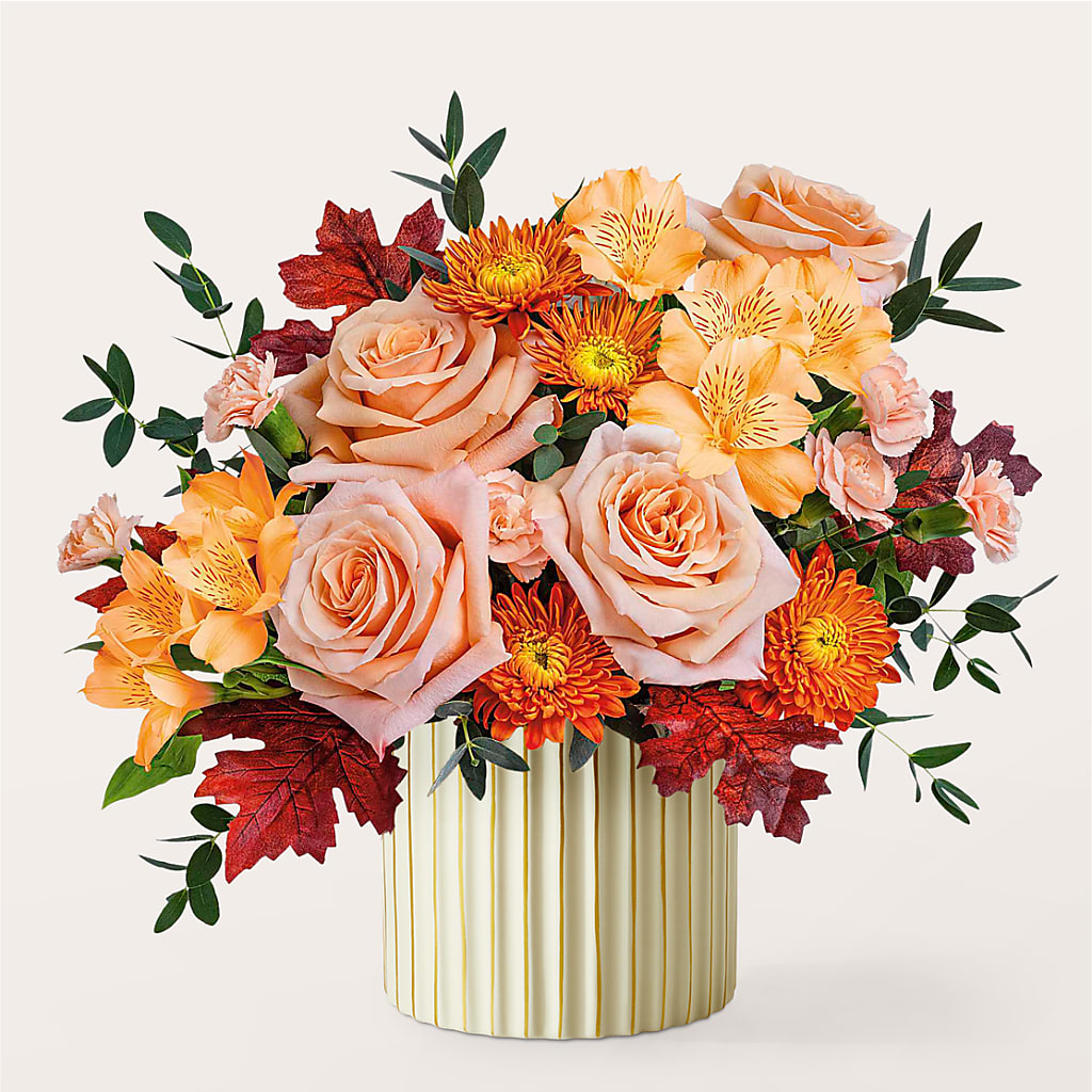Spiced Latte Bouquet with Ivory Vase –  Parkside Flowers, Rockwell City IA