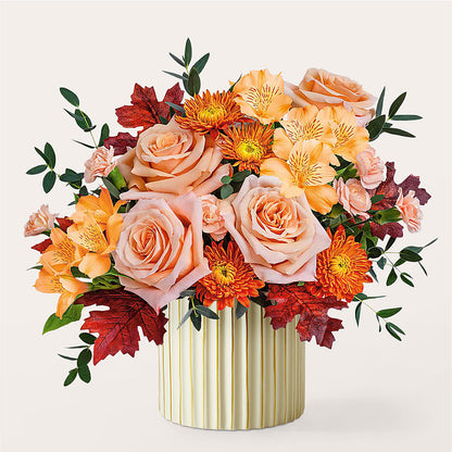 Spiced Latte Bouquet with Ivory Vase –  Parkside Flowers, Rockwell City IA