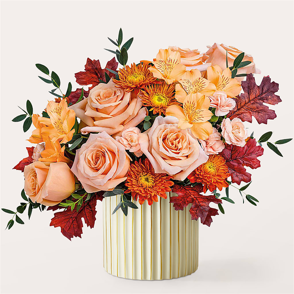 Spiced Latte Bouquet with Ivory Vase –  Parkside Flowers, Rockwell City IA