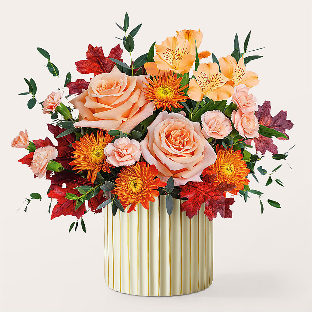 Spiced Latte Bouquet with Ivory Vase –  Parkside Flowers, Rockwell City IA