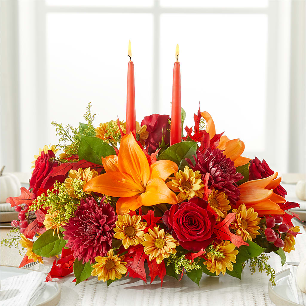 Autumn's Embrace Centerpiece –  Parkside Flowers, Rockwell City IA