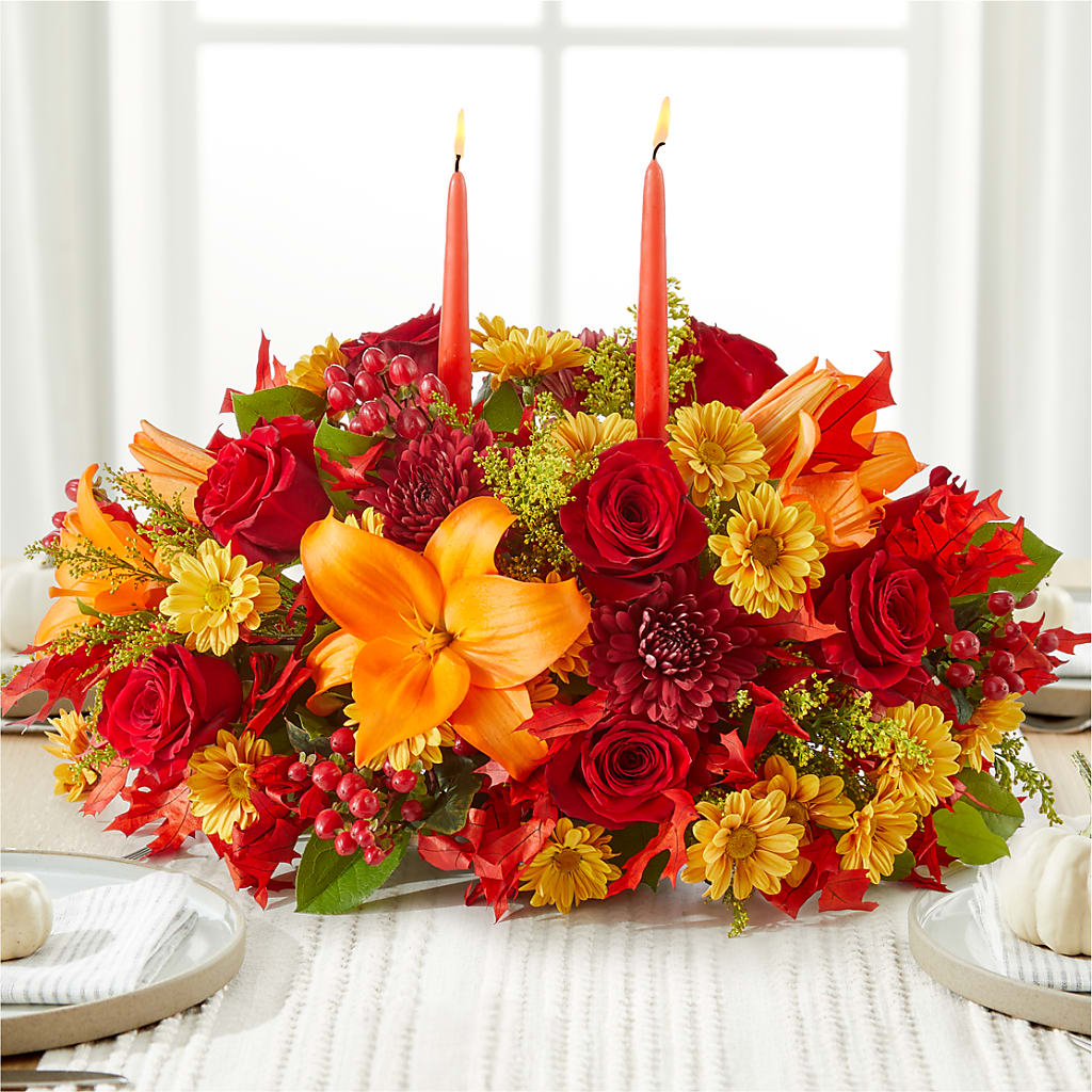Autumn's Embrace Centerpiece –  Parkside Flowers, Rockwell City IA